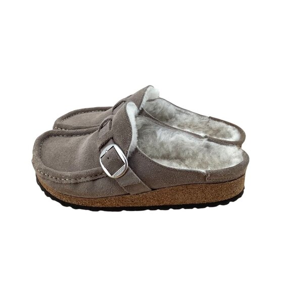 Birkenstock Boston Shearling Suede Clogs Size 36 Women’s Gray Slip-On Shoes - Picture 3 of 7